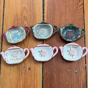 Set of Six Ceramic Tea Bag Holders -1960
